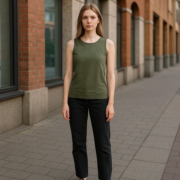 Doncaster Tops - Doncaster Green 100% Silk Sleeveless Pullover Tank Top Size 10 Excellent Quality